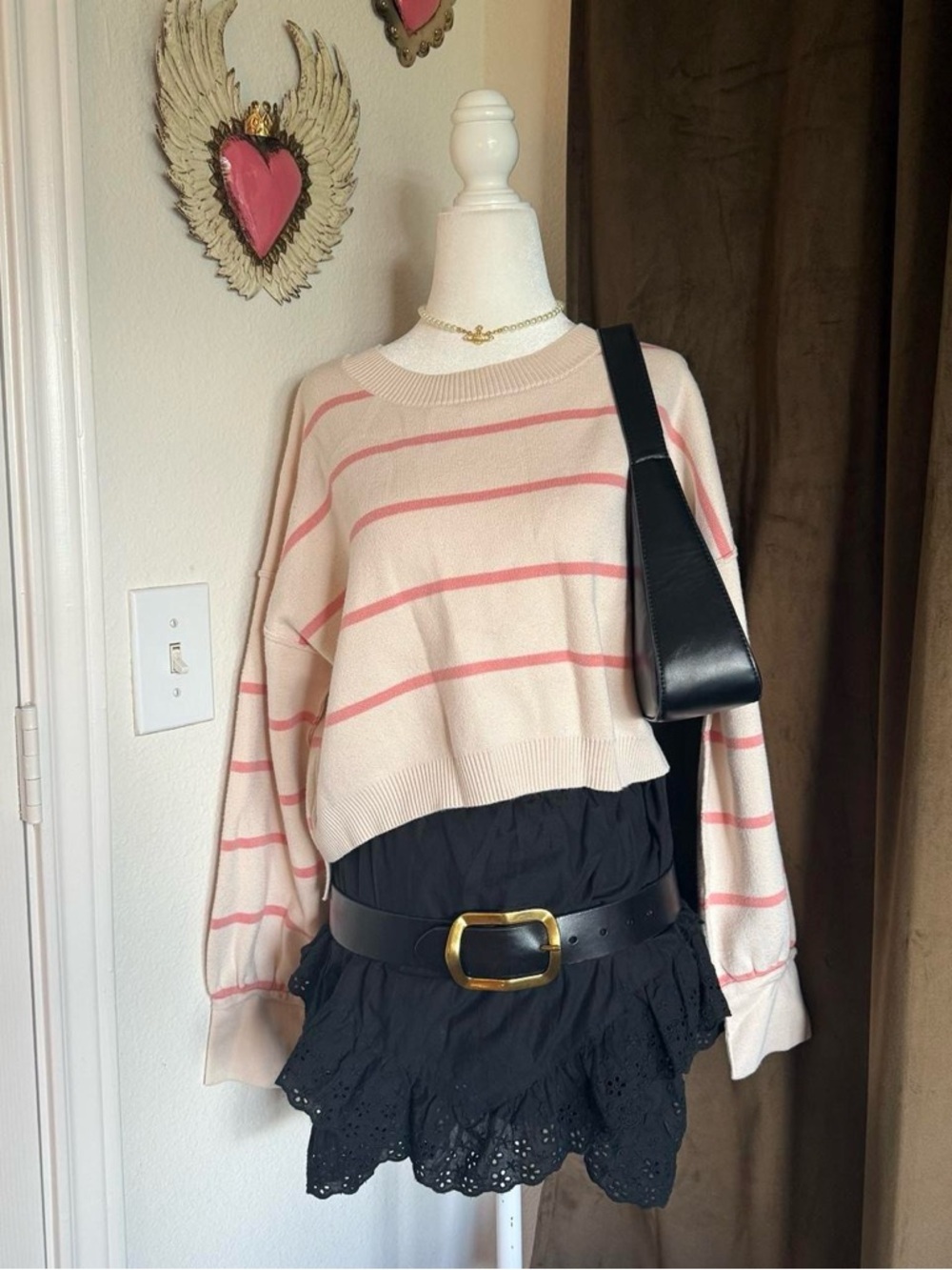 By Together Cream and Pink Striped Sweater